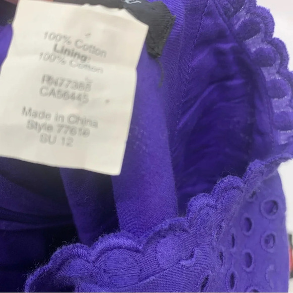 J Crew Dress Size 4 Purple Eyelet  Knee Length Sleeveless Sheath Pockets Cotton - Picture 12 of 14